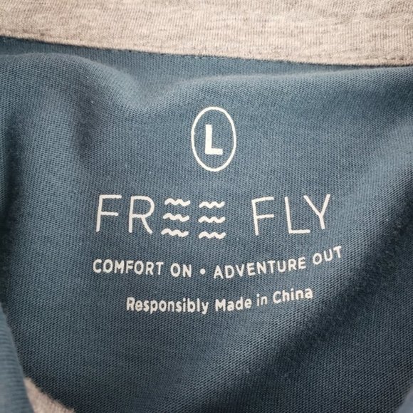 Free Fly Bamboo Blend Pocket Polo Shirt Size Large in Blue - Picture 3 of 7